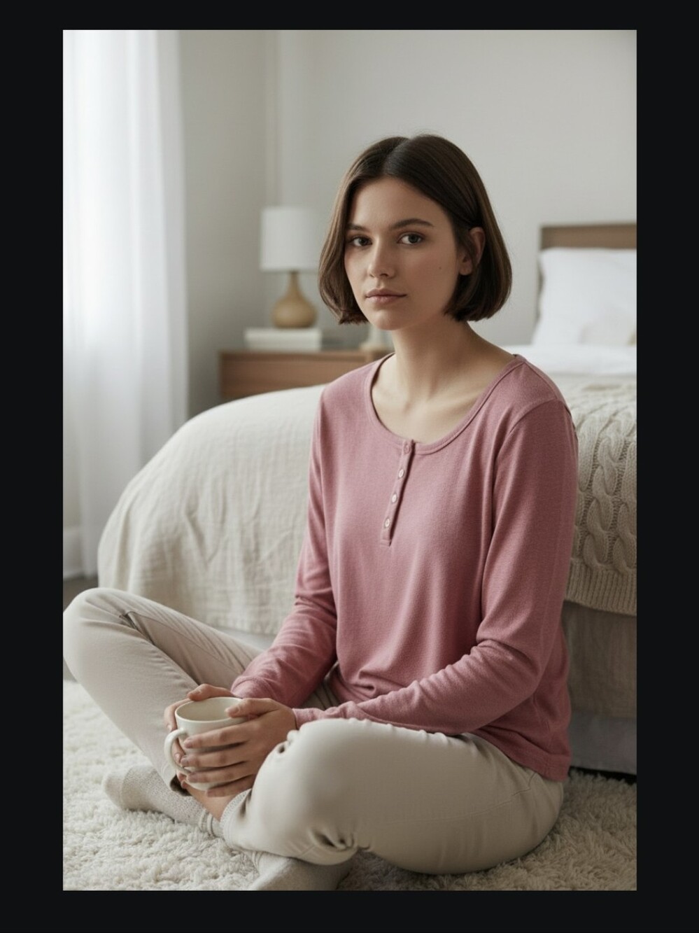 GapBody Forever Favorite Long-Sleeve Scoop Neck Henley Lounge Tee-medium